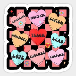 Groovy Teach Love Inspire Candy Happy Valentines Day Sticker